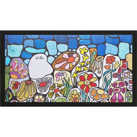 Paillasson d'Entrée en Gomme 40X70cm Interne Externe Antidérapant Pop Art Jack Ottanio - Stone Garden (G)