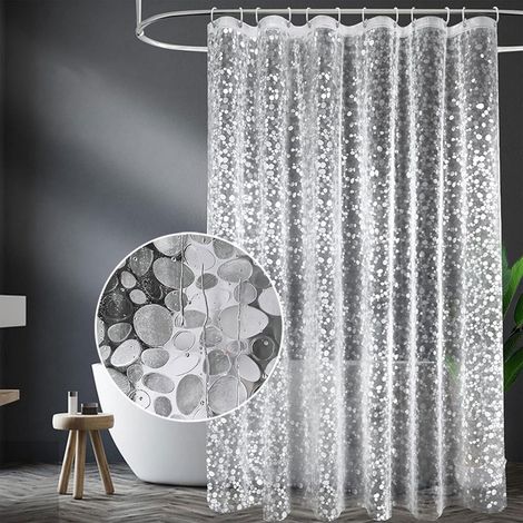 Rideau de douche - Rideau de douche anti-moisissure - Rideau de douche imperméable - Rideau de douche 180 x 200 cm - Rideau de douche à motif galets - Matière PEVA - Convient pour la maison et la sall (1/5)