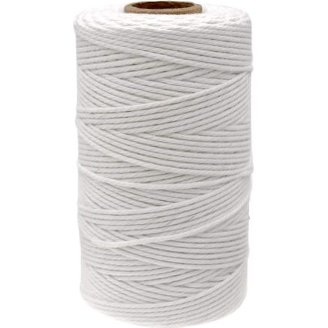 1 Rouleau Ficelle Coton 2mm x 100M, Corde Macramé Blanche, Fil Cuisine Viande, Artisanat Emballage (1/4)