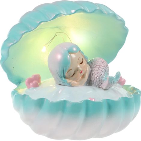 Lampe Décorative de Chevet Sirène Bleue en Résine, Coquille (1/5)