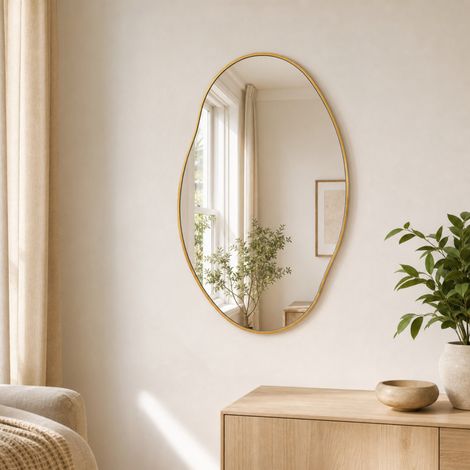 Miroir mural Lena Miroir organique avec cadre en aluminium champagne 60 × 90 cm (1/5)