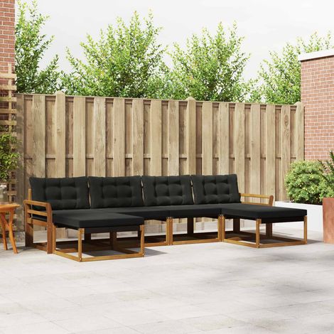Outdoor-Sofagarnitur mit Kissen 6 pcs Natürlich und Schwarz (1/5)