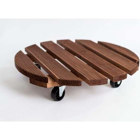 Rolling Plant Tray 30cm with Lockable Swivel Casters 40kg Capacity Planter Support Brown (1/4)