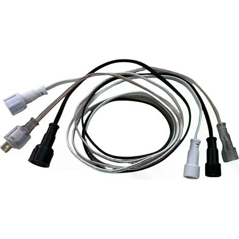 Câble d'extension étanche à 2/3/4 conducteurs 18 AWG, fil plat, connecteurs mâle et femelle, 135 mm, RayWu xConnect, coloris blanc/noir/transparent (1/5)