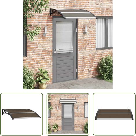 The Living Store Auvent de porte Noir 120x100 cm PC - Auvent De Porte - Abri Porte - Protection Solaire - Store Extérieur - Ombrage Terrasse (1/5)