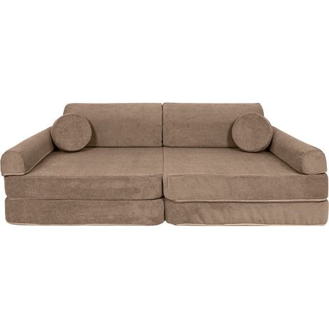 Meowbaby Canapé modulable Premium en velours Corduroy à fines côtes Slimcord 8 Pièces Marron (1/5)