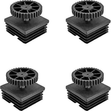 Set mit 4 verstellbaren Nivellierfüßen – 50 x 50 mm – Stuhlbeinkappen mit verstellbarem Gewinde – Schwarz (1/5)