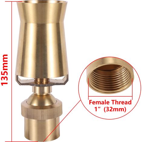 -6063/4" 1" 1,5" 2" Buse de fontaine en cuivre avec mélange d'air et jet bouillonnant pour fontaine de jardin, bassin et aménagement paysager (1/5)
