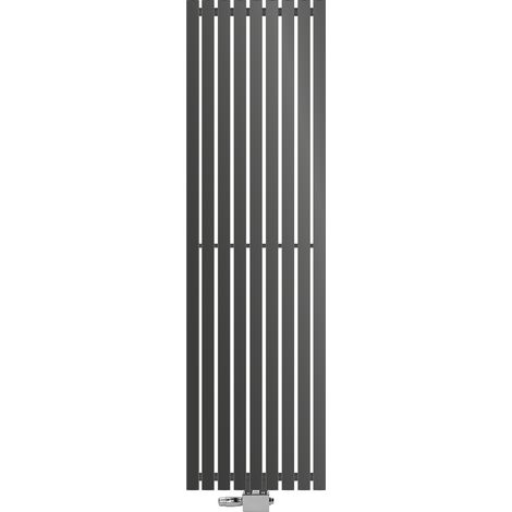 ECD Germany Stella Design Paneelheizkörper Mittelanschluss 480x1600 mm Anthrazit Anschlussgarnitur Thermostat Universal Eck- und Durchgangsform Flach Einlagig Vertikal Heizkörper Badheizkörper Heizung (1/5)