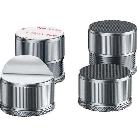 Set mit 4 selbstklebenden Metall-Bettfüßen mit Gewinde, Höhe 2,3–4,3 cm, Tragkraft 1000 kg, grau