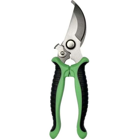 Forbici da potatura verdi, monoblocco, antiscivolo, professionali per la cura dei fiori in giardino, con manico bloccabile, multifunzionali. (1/4)