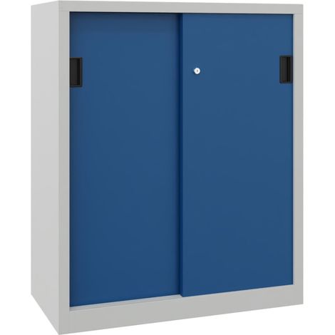 Pavoy Schiebetürenschrank, 1200x1000x600 mm, 2 Böden gepulvert, RAL 7035/5010 (1/2)