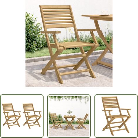 Gartenstühle klappbar - Gartenstühle 2 Stk. Klappbar 54,5x61,5x86,5cm Massivholz Akazie (1/5)