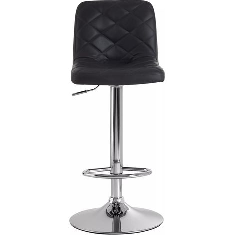 Interiors by Premier Black Faux Leather Bar Chair, Backrest Breakfast Bar Chair, Footrest Living Bar Chair Kitchen (1/5)