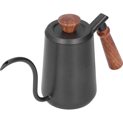 Kaffeefilterkanne aus lebensmittelechtem Edelstahl 304 mit Schwanenhalsgriff aus Holz und ergonomischem Design (350 ml) (1/5)