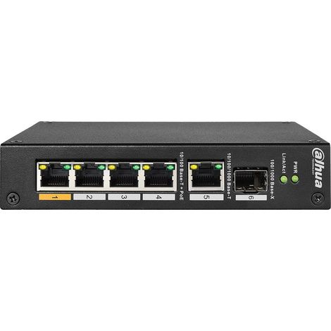 Dahua pfs3106-4et-60 switch poe 4 porte non gestito hi-poe 60w (1/5)