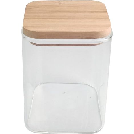 3 Bocal En Verre, Couvercle Bambou, Joint Silicone, 450ml, Pour Cuisine Salle De Bain
