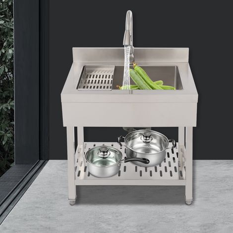 Commercial Kitchen Stainless Steel 27" Utility Prep 1 One Compartment Sink Bowl (1/5)