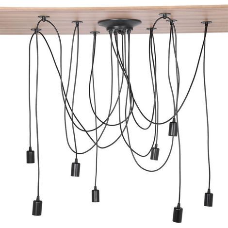 Suspension industrielle vintage à 8 bras en métal noir, lustre plafonnier design rétro pour salle à manger ou loft (1/5)