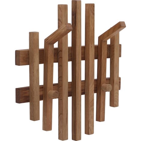 MCA Garderobenpaneel HHG-393, Wandgarderobe Garderobenleiste Holzgarderobe, Massiv-Holz 40x38cm Eiche