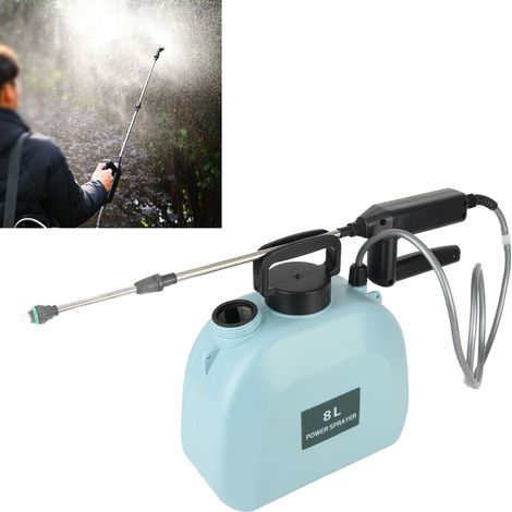 Pulverizador eléctrico: pulverizador eléctrico portátil con capacidad de 8 litros, batería de 2000 mAh, sistema antideslizante y correa de transporte para uso doméstico (azul). (1/5)