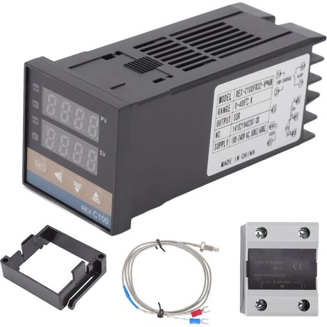 Thermostat PID avec relais thermocouple 100-240 V 25 A, plage de température 0-400 °C, pour poulailler. (1/5)