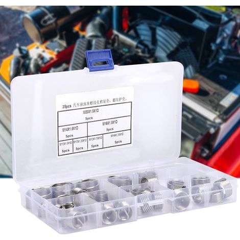 Kit de réparation de 35 pièces pour filetage de bouchon de vidange de voiture, comprenant un taraud et un jeu de moules. (1/5)