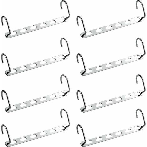 Cet ensemble de 8 cintres multifonctionnels permet un gain de place et est idéal pour les dressings. Ce portant métallique magique permet de ranger chemises, manteaux, vêtements, etc., et convient au