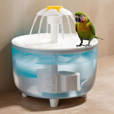 Fontaine à oiseaux transparente - Douche pour perruches et perroquets, pompe à recirculation, distributeur automatique, peut servir d'abreuvoir pour chats (1/5)