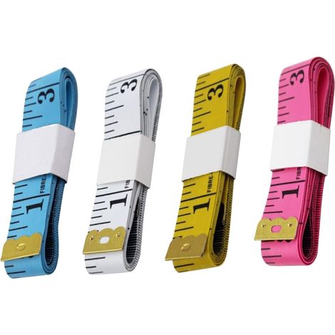 CCYKXA 4-teiliges doppelseitiges Maßband zum Nähen von Körpermaßen, professionelles PVC-Maßband mit doppelter Skala für Schneider, Brustumfang, Hüftumfang, Taille, 150 cm, 4 Farben (1/5)