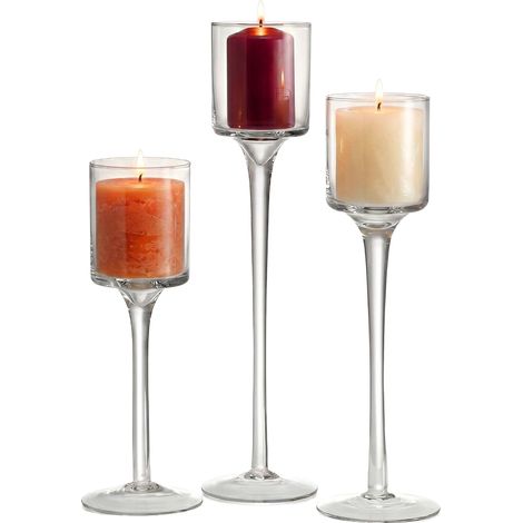 Glass candle holders set 3 sizes transparent 229384374 229384374 (1/5)