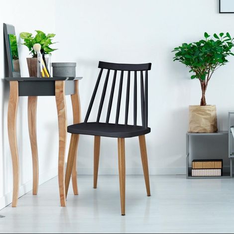 Cotecosy – Lot de 2 chaises scandinaves Houlgate noir – Structure en polypropylène – Pieds métal effet bois – Dimensions L42 x P48,5 x H77 cm (1/5)