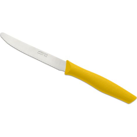 Coltello da tavolo Arcos Nova 188825 in acciaio inox Nitrum e mango Polipropilene, lama colore giallo 11 cm con coperchio e espositore