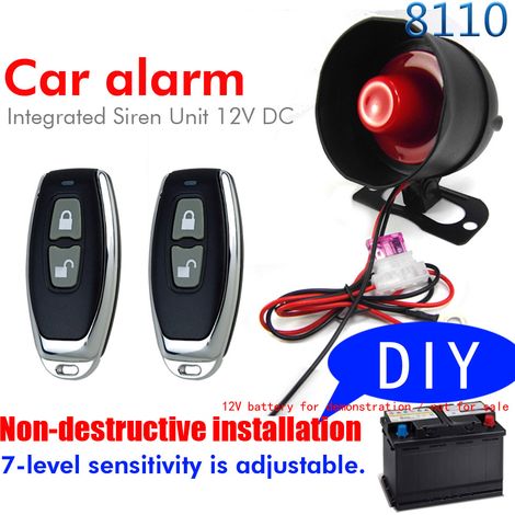 Alarme de voiture universelle Installation non destructive Dispositif de système de protection automobile 12 V Véhicule de sensibilité à 7 niveaux avec 2 télécommandes (1/5)