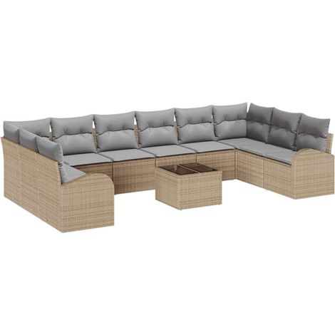 Maison Exclusive - Sofa Set mit Kissen 11 pcs Beige Polyrattan
