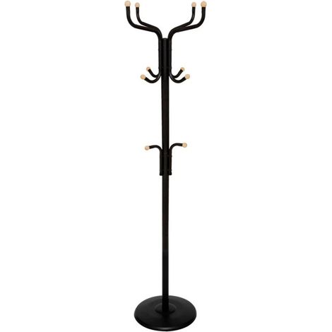 Porte-Manteau en Métal "11 Patères" 177cm Noir (1/5)