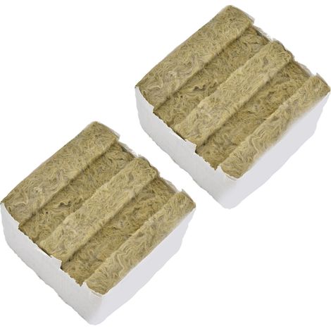Packung mit 12 Steinwollblöcken für den hydroponischen Tomatenanbau, 100x100x65mm, doppellochiges landwirtschaftliches Substrat, verpackt in Kartons mit 12 Stück. (1/5)