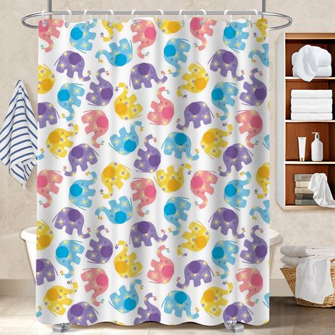 Rideau de douche tissu polyester 180x180 avec anneaux polyester pour salle de bain pour baignoire d’angle (1/5)