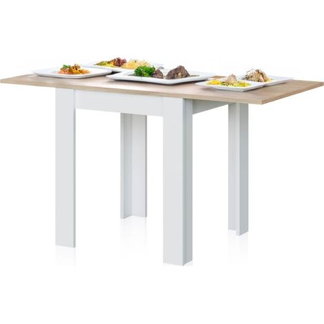 Mesa de comedor extensible Giro Blanco Artik (Blanco Mate) - Roble Canadian 67cm (ancho) x 79cm (alto) (1/5)