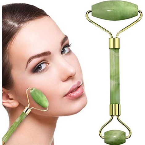 Rouleau facial en jade naturel et outil gua sha, massage du visage et soin de la peau (1/4)