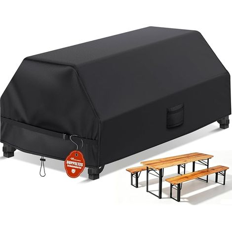 Beer Table Set Cover in Brasserie Wood, 220 x 120 x 75 cm, 600D Fabric Tarpaulin, Winter Protection for Your Garden Table and Bench Set (1/5)