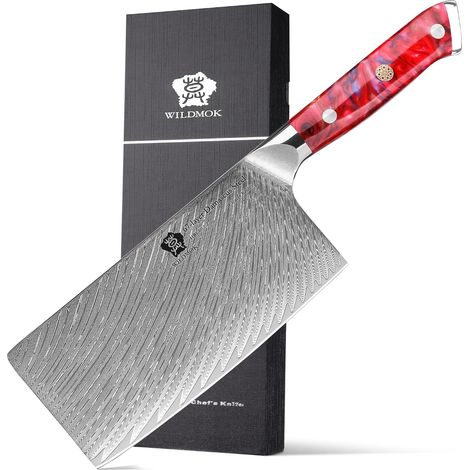 Cutting Knife 18cm Super Sharp Butcher Knife Damascus Steel Forged Blade and Resin Handle Butcher Knife Chinese Cutting Knife Sturdy and Durable (1/5)