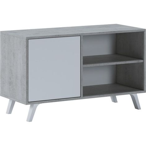 Mueble TV Wind 100 Gris cemento - Blanco mate 95cm (ancho) x 56,9cm (alto) (1/4)