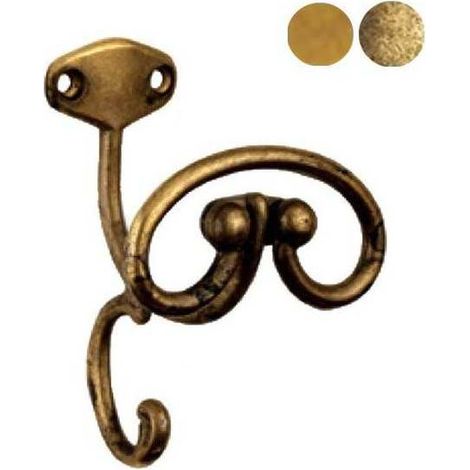 Porte-manteaux mural en laiton ancien 75x106 cm, 10393 Ms, patère vintage entrée