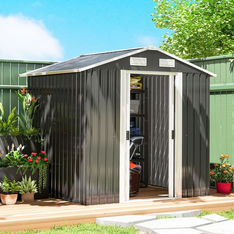 Abri jardin acier Noir 2 portes coulissantes 6 m²