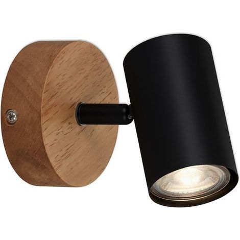 Wandspot retro Spot dreh- & schwenkbar 1x GU10 35W Schwarz Holz Briloner
