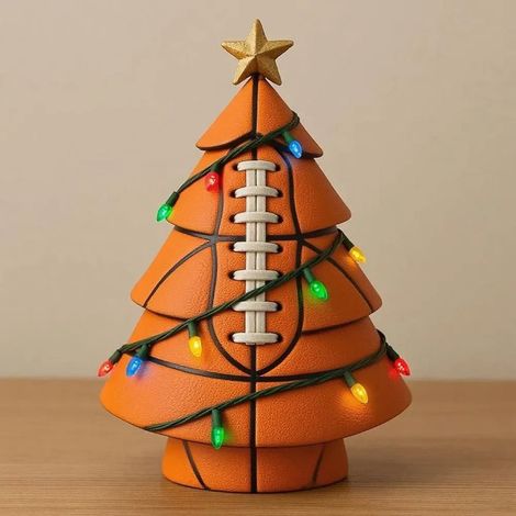 Sculpture Arbre De Noël En Forme De Ballon De Football - Décoration Festive Pour Salle De Jeux Et Cave À Homme - Lot De 1 (1/2)