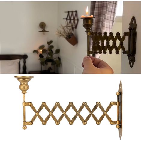 Ausziehbarer, wandmontierter Kerzenhalter für Spitzkerzen, Vintage-Antik-Eisenmetall, Wohnzimmerdekoration, Geschenkidee (1/5)