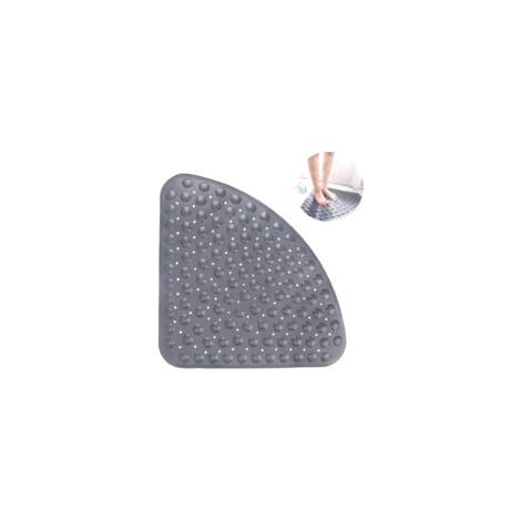 Duschmatte antidérapant quart de cercle tapis de bain tapis antidérapant douche en coin Demi-ronde avec des Ventouses et Abflusslöchern, 54x54cm, Duscheinlage Triangulaire Badewannenmatte, lavable en (1/5)