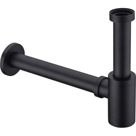 Universeller schwarzer Spülbecken-Siphon, 1 1/4 x 32 mm Edelstahl-Spülbecken-Siphon, Badezimmer-Spülbecken-Siphon, Metall-Siphon, verstellbarer Geruchs-Siphon für Spülbecken - Crezuo